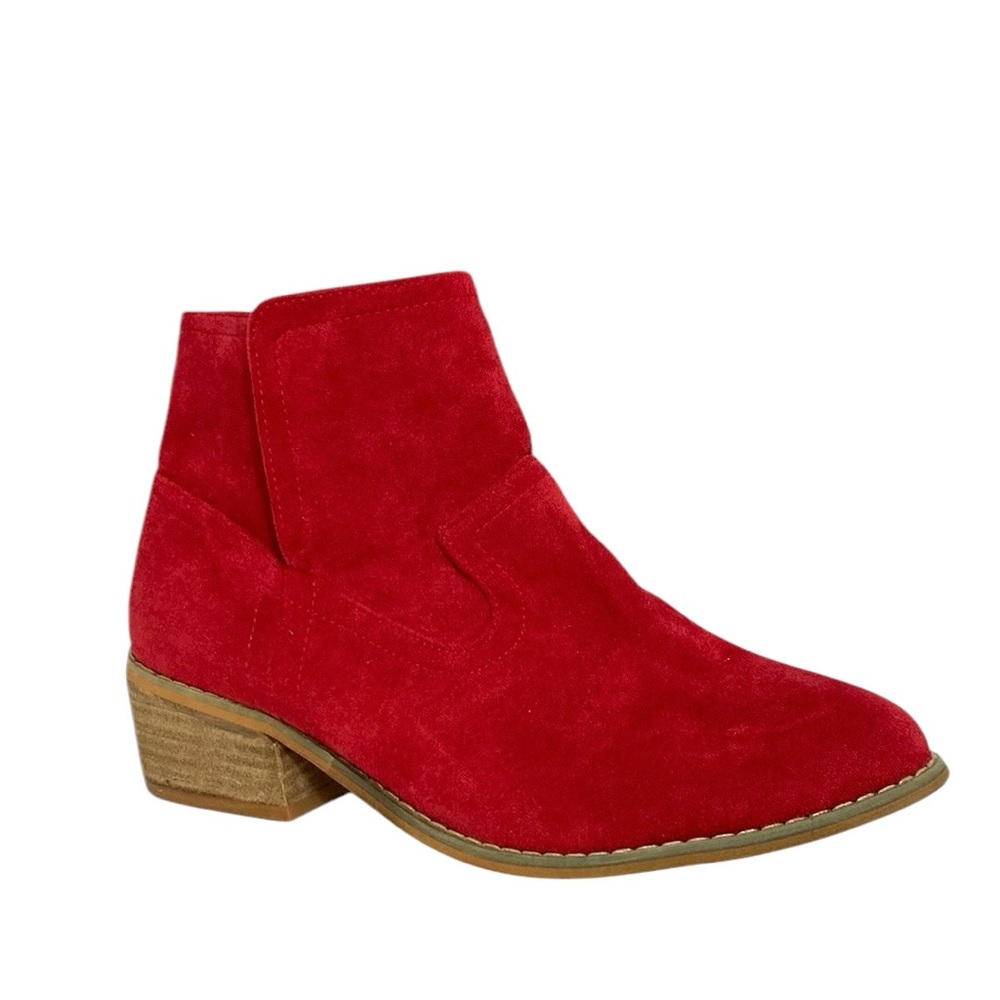 Boutique by Corky Red Faux Suede Western Ankle Boots 9